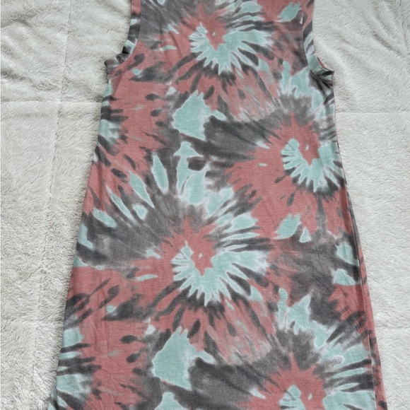 Hurley Tie-Dye Sleeveless T-Shirt Dress - Coral and Mint Size Small - Picture 5 of 7